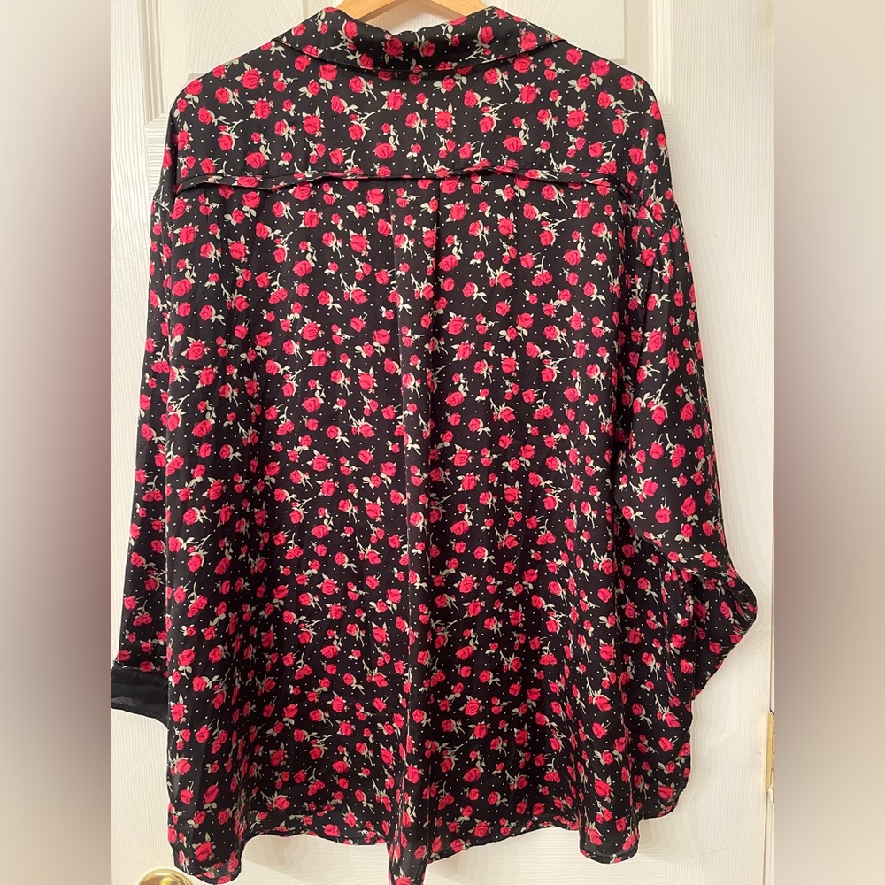 Free People Rose Print Silky Nightshirt | Sleep Shirt Mini Dress‎ - Picture 3 of 8